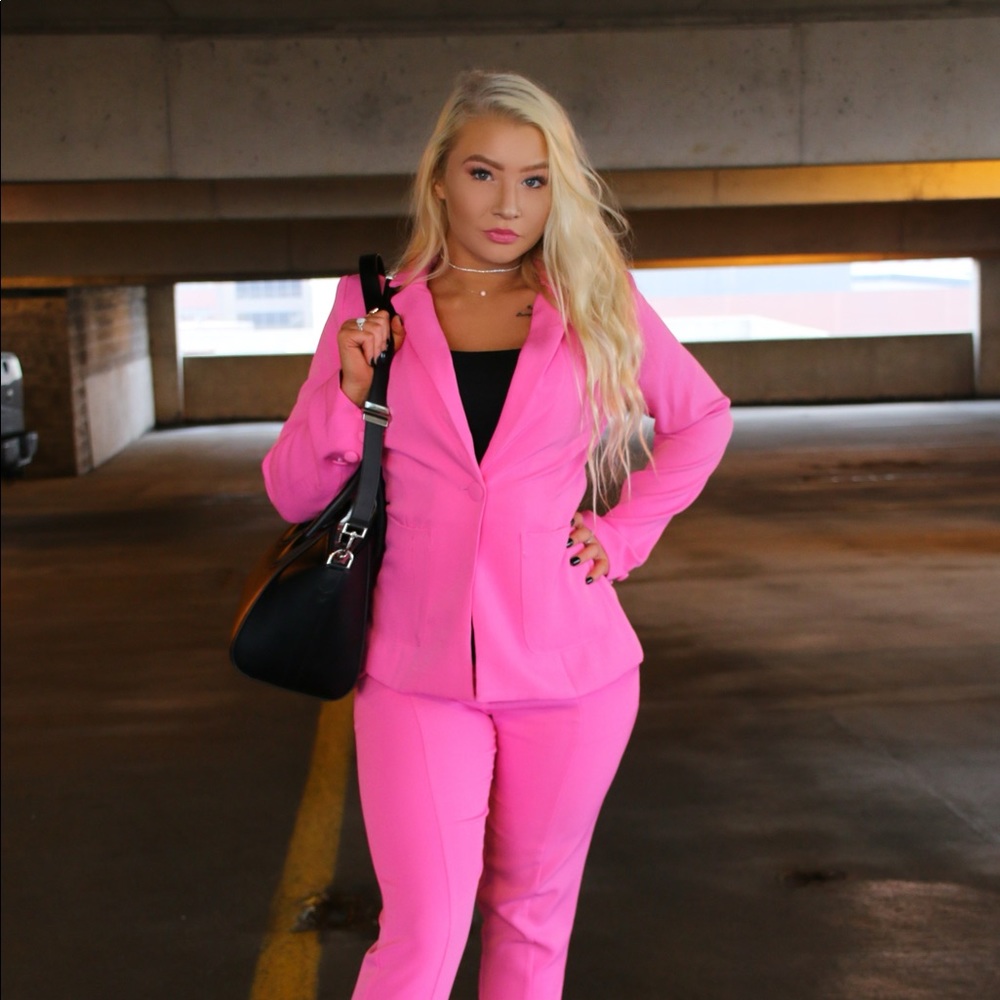 Neon pink fashion nova fashion suit